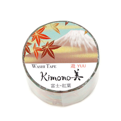 SAIEN - Foil-Stamped Washi Tape - Kimono Series - Mt Fuji and Autumn Leaves