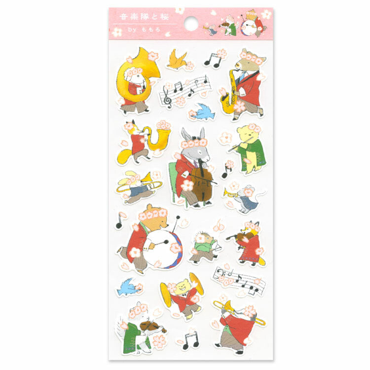 Active Corporation - Momoro - Sticker Sheet - Musical Band and Spring Cherry Blossoms