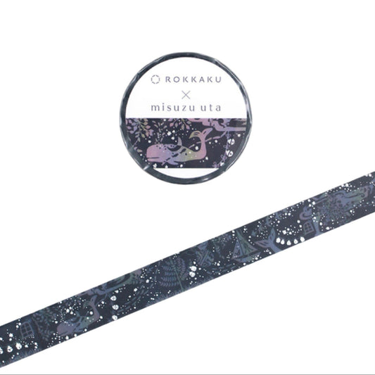 Rokkaku x Misuzu Uta - Foil-Stamped Washi Tape - Whale Festival