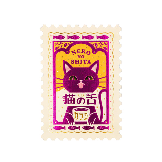 OB1 - Foil-Stamped Postcard - Cat's Tongue Café