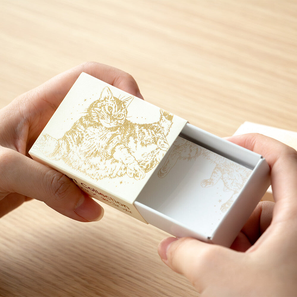 Rokkaku - Cat Art Collection - Mini Memo Box - Ivory