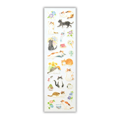 NB Co. Ltd. - Summer Limited - Sticker Sheet - Refreshing Summer (Cats and Morning Glory Flowers)