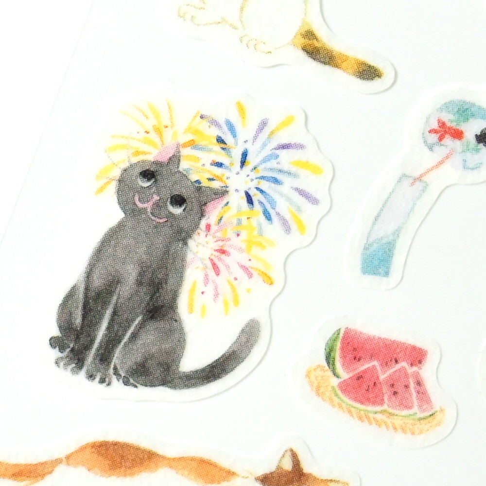 NB Co. Ltd. - Summer Limited - Sticker Sheet - Refreshing Summer (Cats and Morning Glory Flowers)