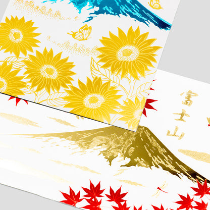 ROKKAKU - Foil-stamped Postcard - Japanese Famous Places Series - Mt. Fuji - Autumn