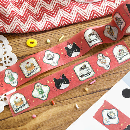 BGM Washi Tape - Cafe Kuroneko - Black Cat Coffee Shop - Frame