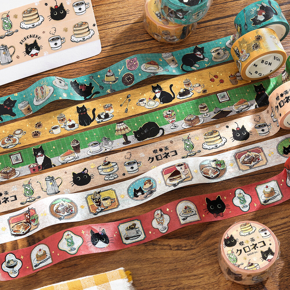 BGM Washi Tape - Cafe Kuroneko - Black Cat Coffee Shop - Stroll