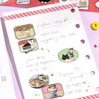 BGM Washi Tape - Cafe Kuroneko - Black Cat Coffee Shop - Today's Menu