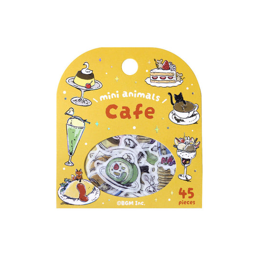 Stickers featuring mini animals with an array of cafe items 