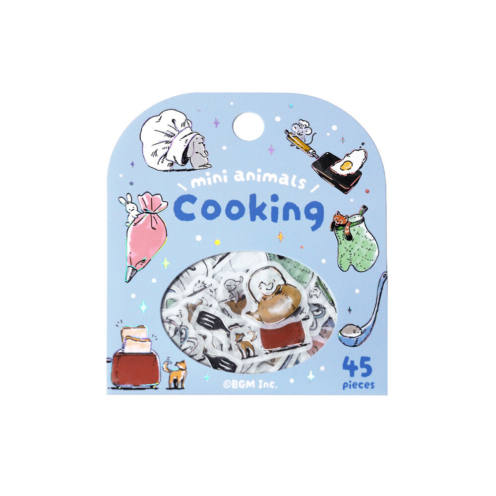 Stickers featuring mini animal figures themed around cooking 