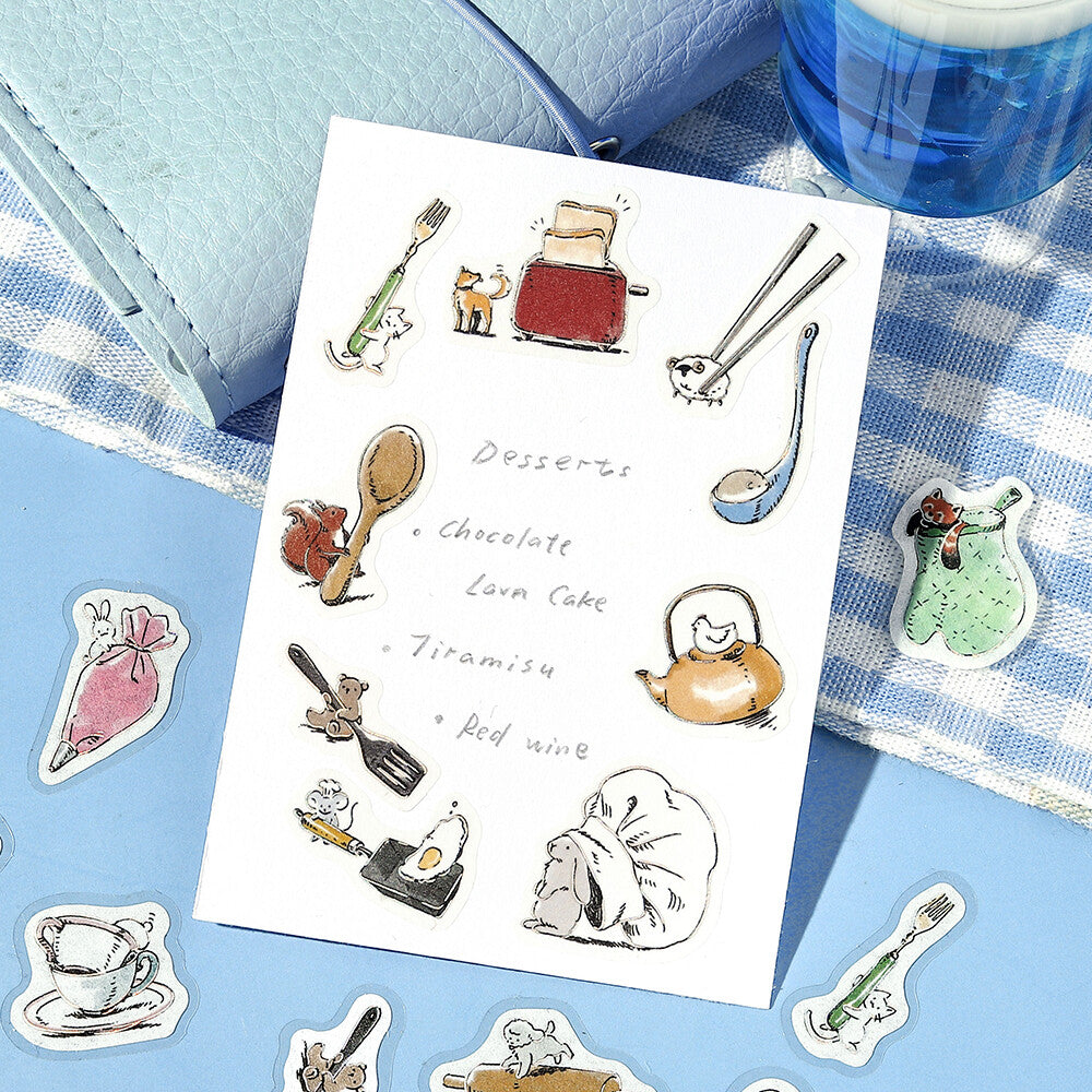 BGM Flake Stickers - Mini Animals - Cooking