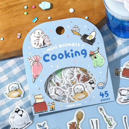 BGM Flake Stickers - Mini Animals - Cooking