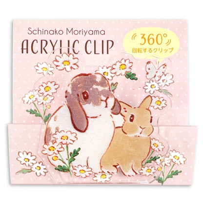 Active Corporation - Schinako Moriyama - Acrylic Clip - Rabbits and Daisies