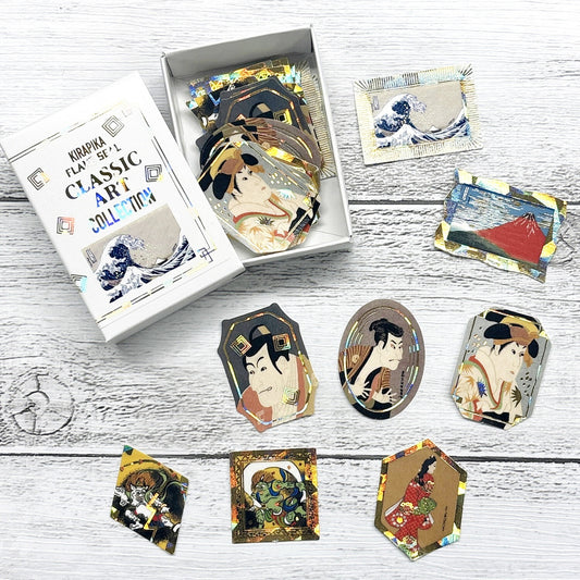 SEAL-DO Shinzi Katoh Flake Stickers - Classic Art Collection - Hokusai Katsushika / Sharaku Toshusai / Sotatsu Tawaraya / Shigenobu Hishikawa