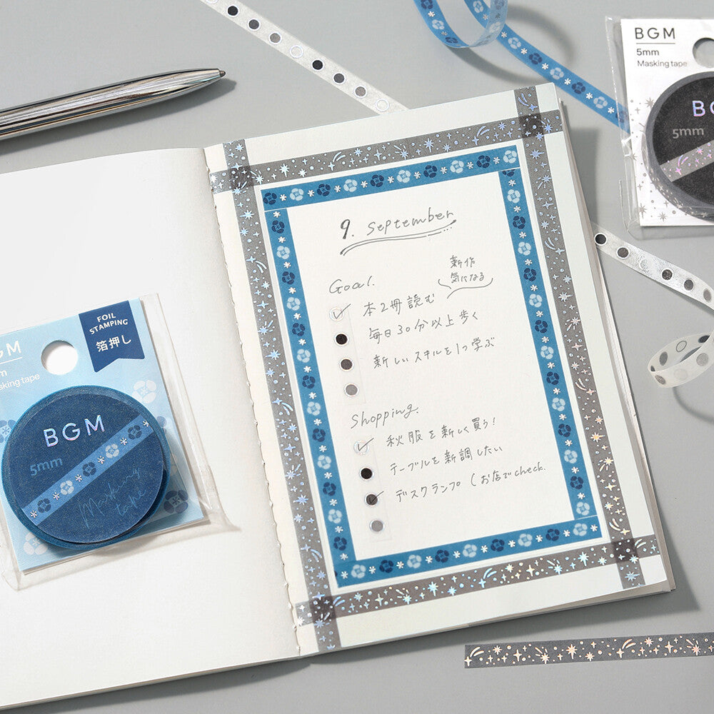 BGM - 5mm Slim Washi Tape - Night Blooming Flowers