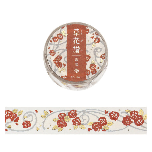 BGM - 20mm Washi Tape - Decorative Flower Study Series - Rose