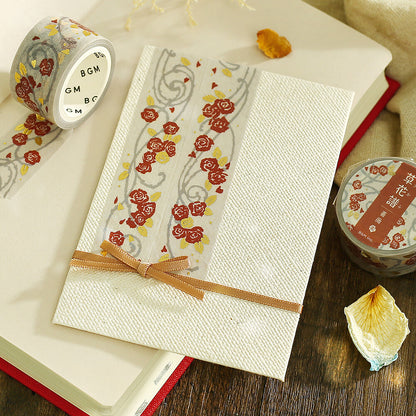BGM - 20mm Washi Tape - Decorative Flower Study Series - Rose