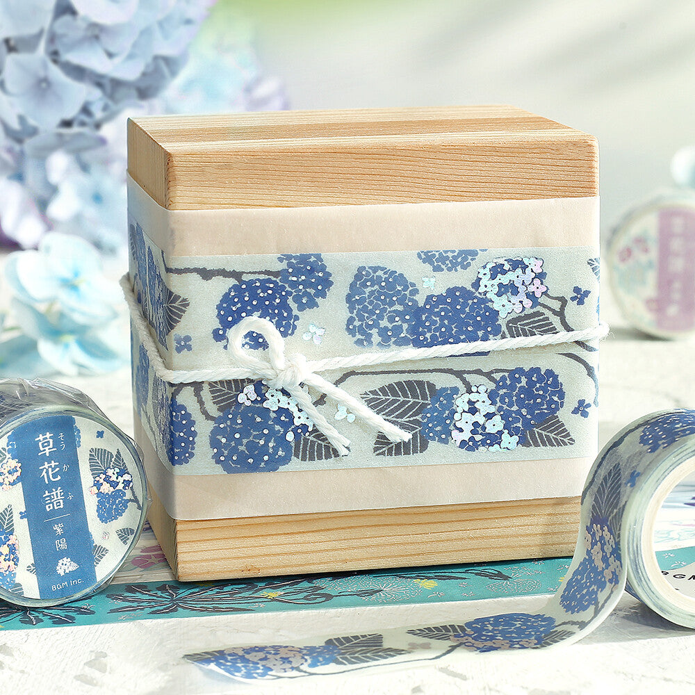BGM - 20mm Washi Tape - Decorative Flower Study Series - Hydrangea