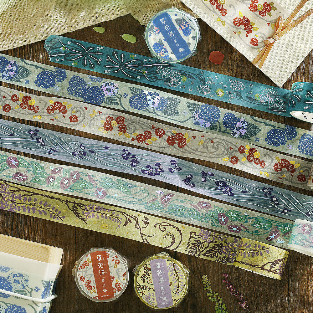 BGM - 20mm Washi Tape - Decorative Flower Study Series - Iris