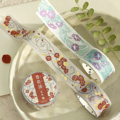 BGM - 20mm Washi Tape - Decorative Flower Study Series - Rose