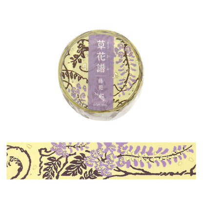 BGM - 20mm Washi Tape - Decorative Flower Study Series - Wisteria