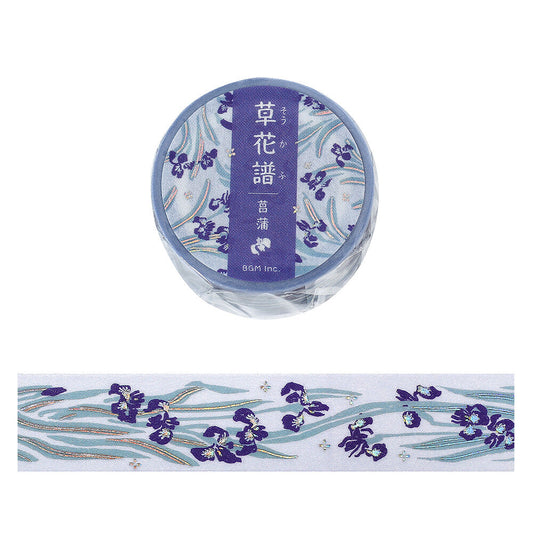 BGM - 20mm Washi Tape - Decorative Flower Study Series - Iris