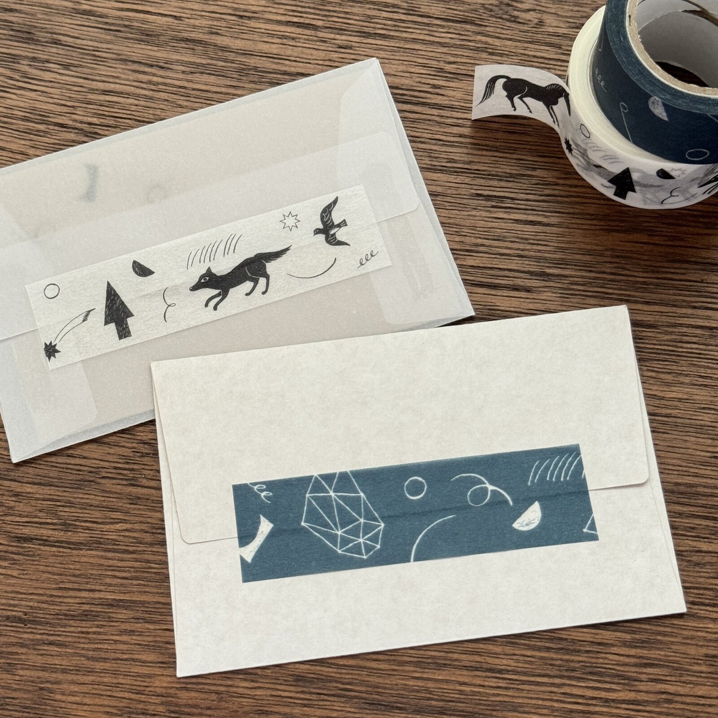 Nishi Shuku × mizushima - 20mm Washi Tape - In the Night - Tsudoi / Gathering - Monotone