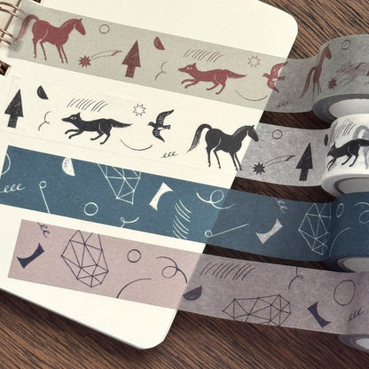 Nishi Shuku × mizushima - 20mm Washi Tape - In the Night - Tsudoi / Gathering - Monotone
