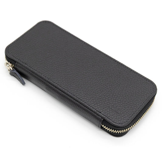 Luddite - Adria Leather Round-Zip Pen Case Essential - Black