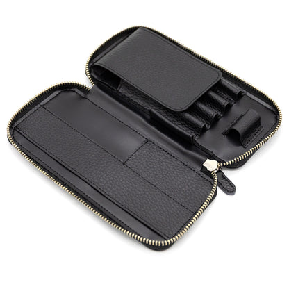 Luddite - Adria Leather Round-Zip Pen Case Essential - Black