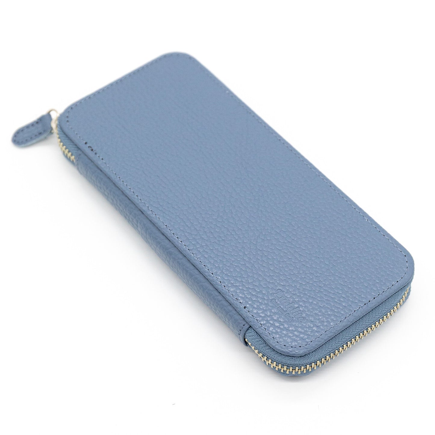 Luddite - Adria Leather Round-Zip Pen Case Essential - Blue Gray