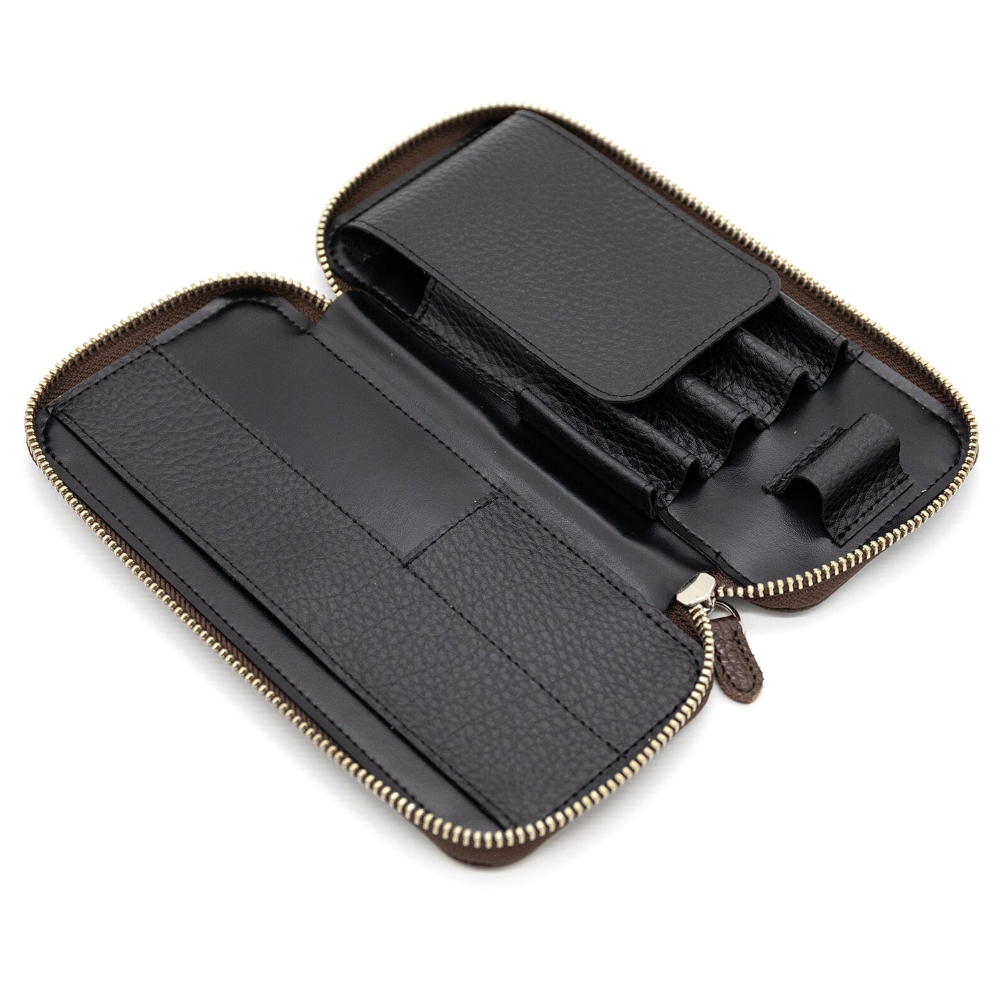 Luddite - Adria Leather Round-Zip Pen Case Essential - Whisky