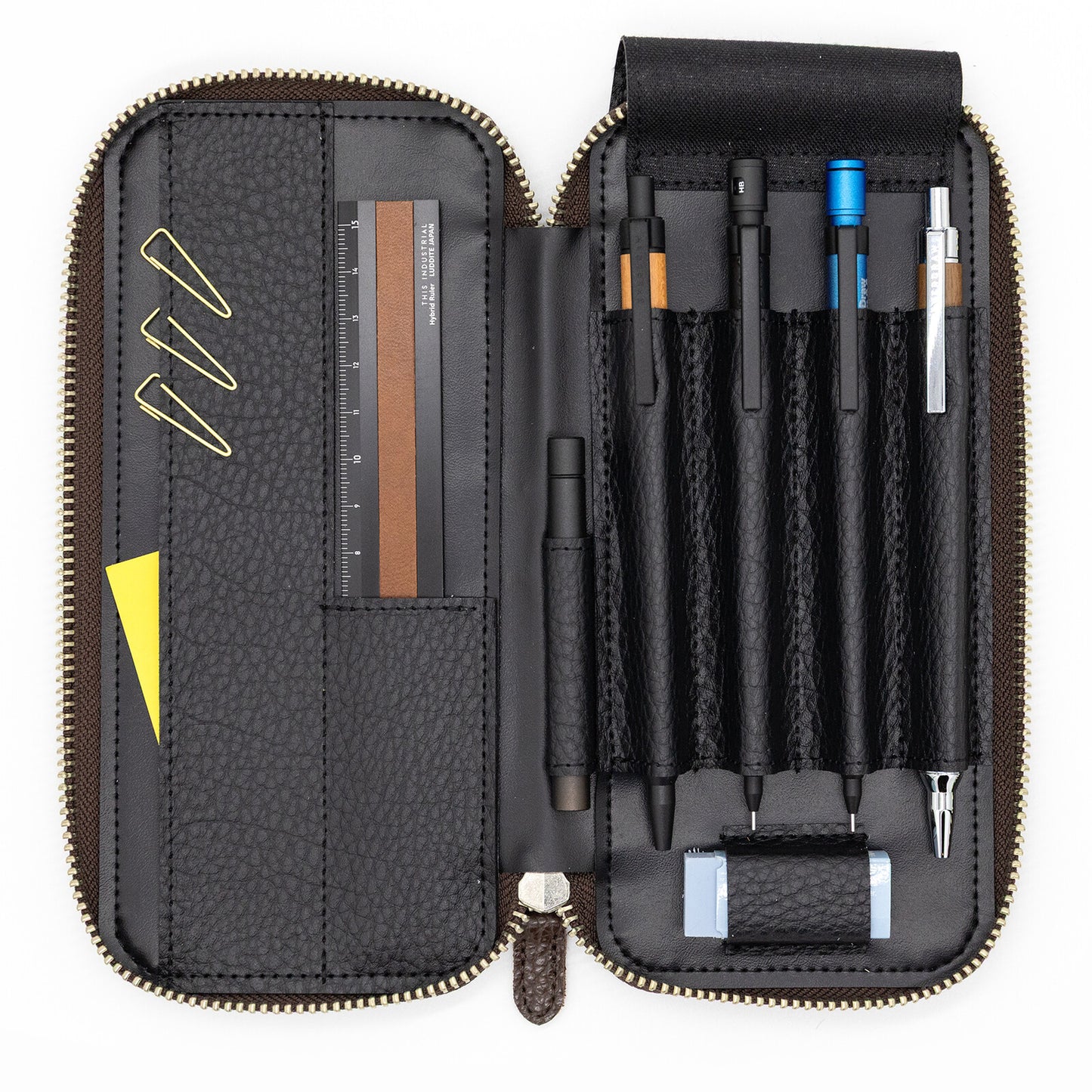 Luddite - Adria Leather Round-Zip Pen Case Essential - Whisky