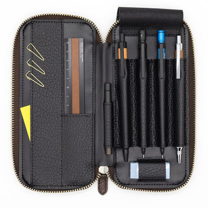 Luddite - Adria Leather Round-Zip Pen Case Essential - Whisky