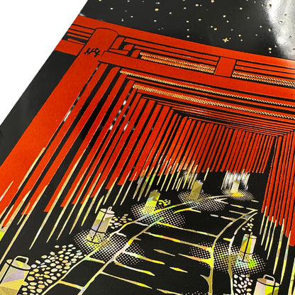 ROKKAKU - Foil-stamped Postcard - Japanese Famous Places Series - Senbon Torii (Thousand torii gates)