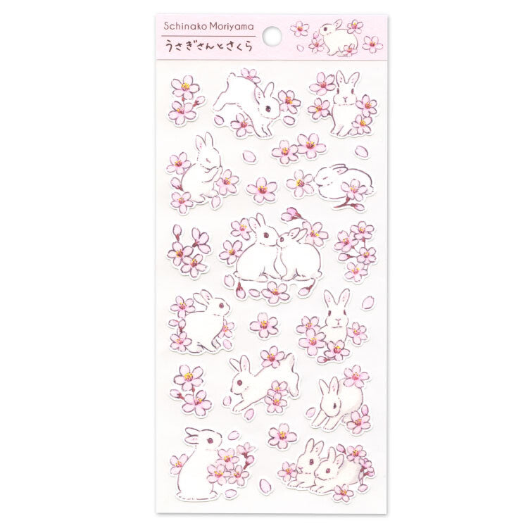 Active Corporation - Schinako Moriyama - Sticker Sheet - Cherry Blossom Rabbits