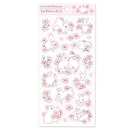 Active Corporation - Schinako Moriyama - Sticker Sheet - Cherry Blossom Rabbits