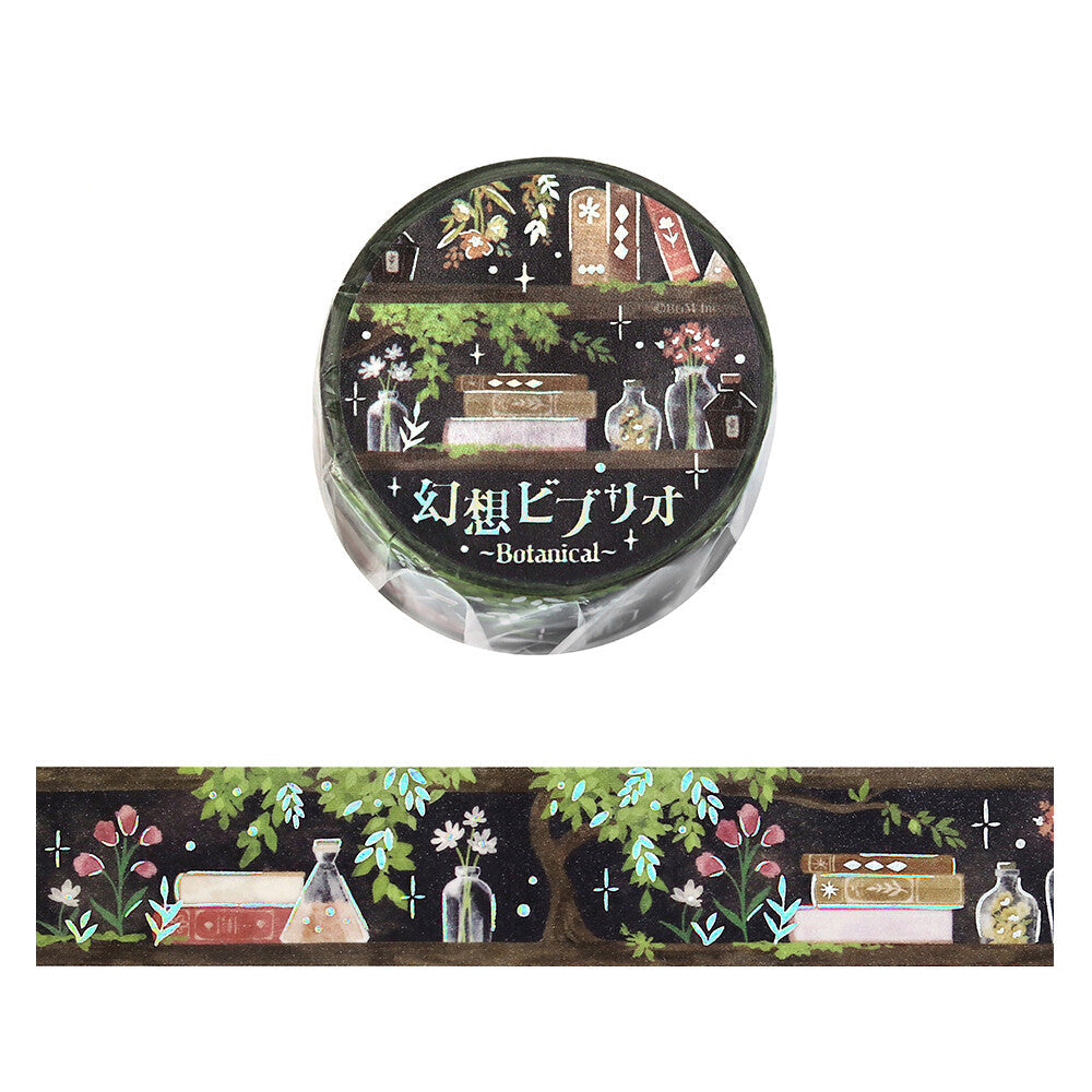 Decorative washi tape with botanical design on a white background