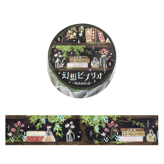 Decorative washi tape with botanical design on a white background