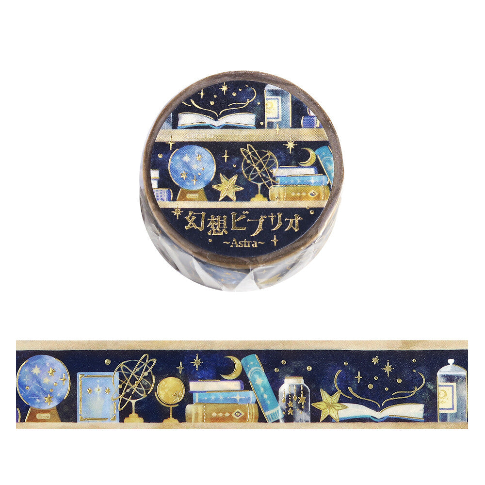 Decorative washi tape with celestial design on a white background
