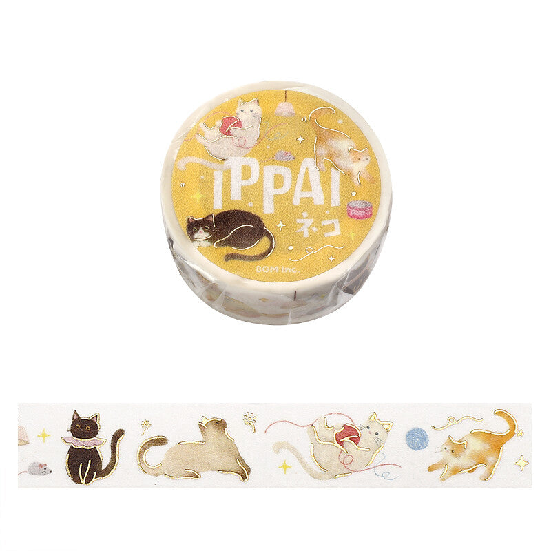 Decorative tape with cat illustrations and 'IPPAI' branding on a white background