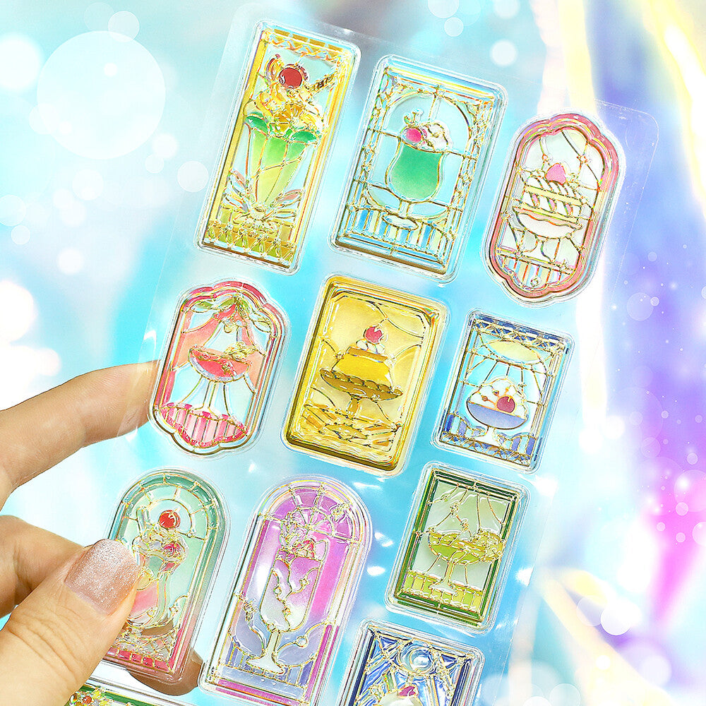 BGM - Kyururun 3D Crystal Sticker Sheet Vol. 1 - Cafe à la Mode Stained Glass