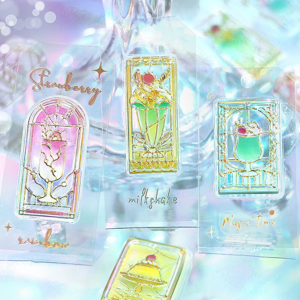 BGM - Kyururun 3D Crystal Sticker Sheet Vol. 1 - Cafe à la Mode Stained Glass