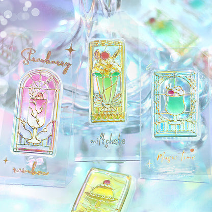 BGM - Kyururun 3D Crystal Sticker Sheet Vol. 1 - Cafe à la Mode Stained Glass
