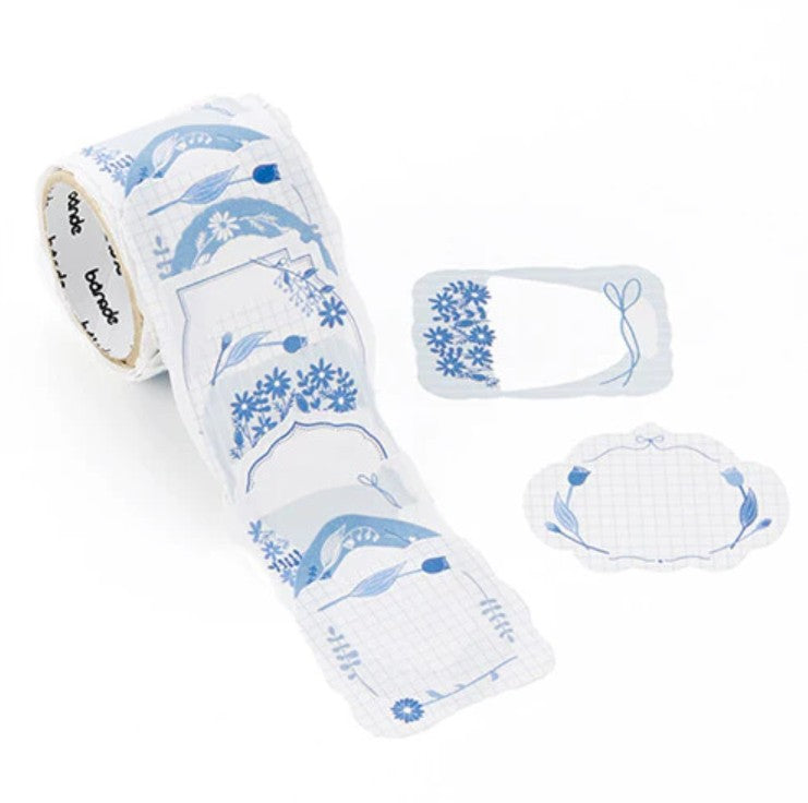 Bande - Writable Sticker Roll - Blue Flower