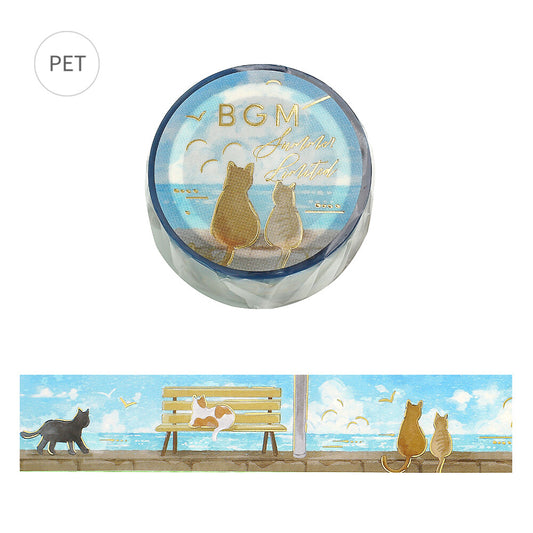 BGM - Summer Limited - Clear Foil-Stamped Tape - Seaside Beach and Cats