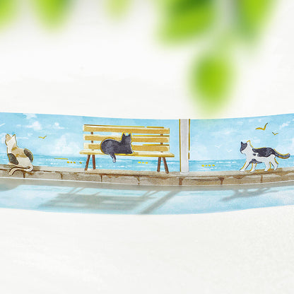 BGM - Summer Limited - Clear Foil-Stamped Tape - Seaside Beach and Cats