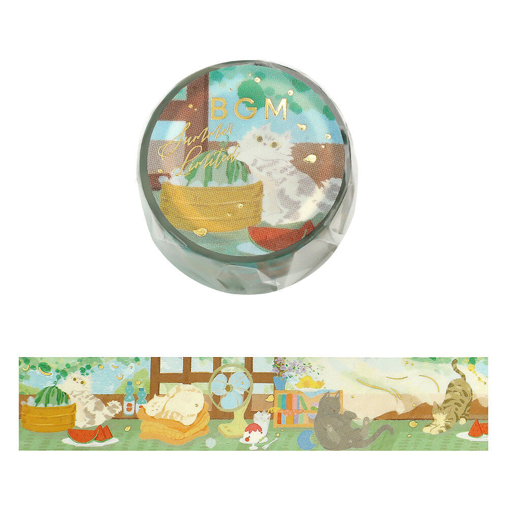 BGM - Summer Limited - Clear Foil-Stamped Tape - Cats' Summer Vacation