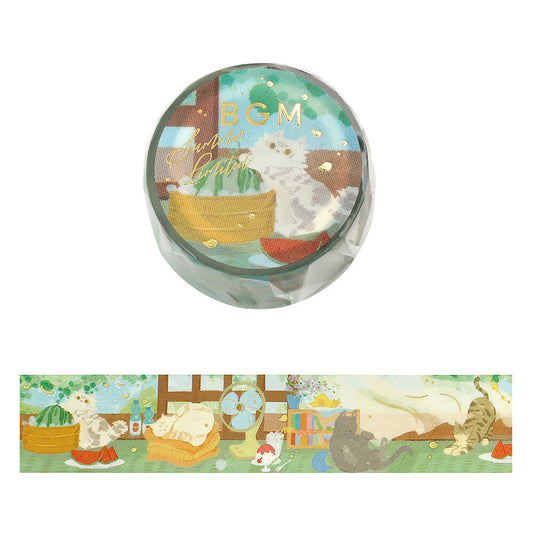 BGM - Summer Limited - Clear Foil-Stamped Tape - Cats' Summer Vacation