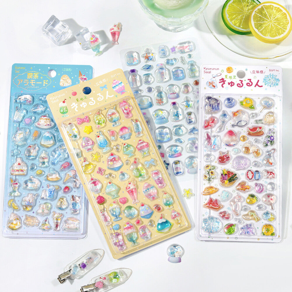 BGM - Summer Limited - Kyururun 3D Crystal Sticker Sheet - Cafe A La Mode