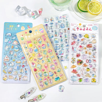 BGM - Summer Limited - Kyururun 3D Crystal Sticker Sheet - Cafe A La Mode